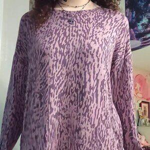 long sleeves long shirt purple animal print